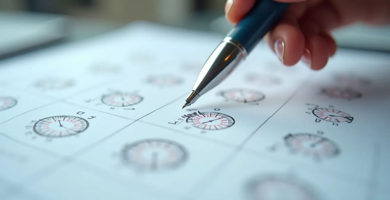 Abstrakter Kalender mit markierten Fristen für Jahresabschluss und Steuererklärung