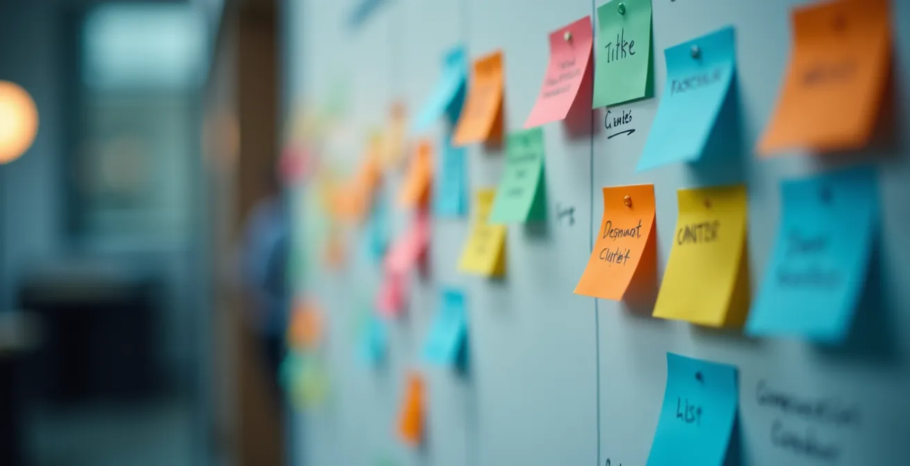 Detaillierte Ansicht eines Kanban-Boards mit verschiedenen Workflow-Spalten