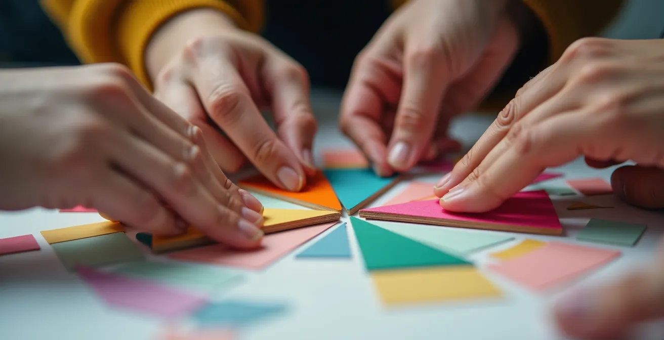 Kleines agiles Team arbeitet hocheffizient in modernem Arbeitsraum