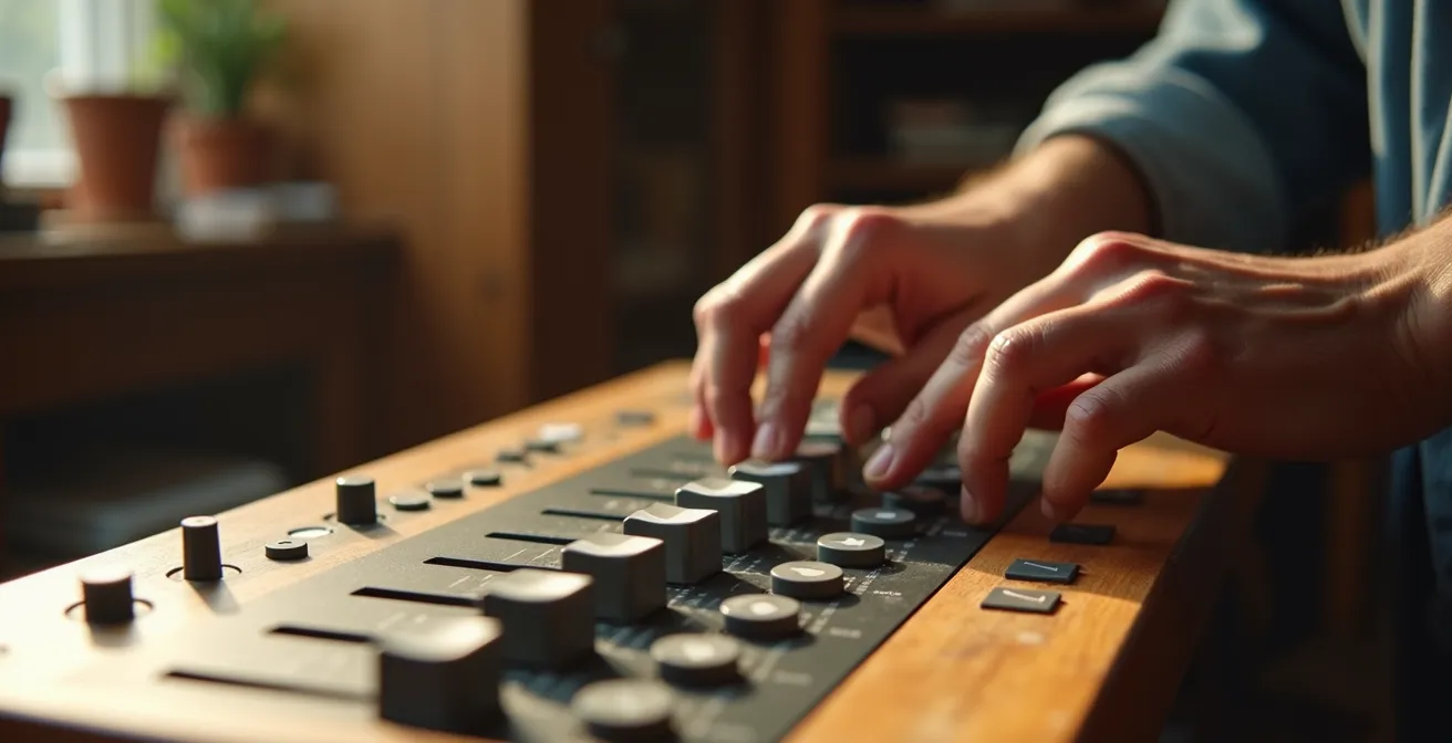 Abstrakte Darstellung von Tone-of-Voice-Slidern zwischen verschiedenen Kommunikationspolen